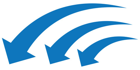 Fototapete - Set of long Blue curve arrow icon vector . Blue curve arrow icon set. long arrow icon set. curve arrow vector illustration. Curved or arch arrow icon isolated eps 10