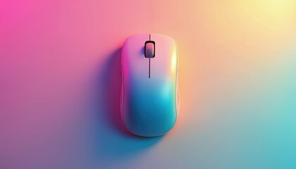 Fototapete - Colorful wireless computer mouse on gradient background. Tech gadget, perfect for website design, presentations or digital marketing. Modern innovation with stylish colours.
