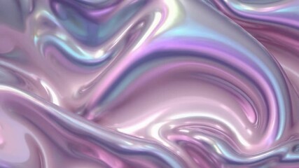 Fototapete - Smooth elegant pink and purple holographic foil flowing and creating abstract waves, perfect for backgrounds, presentations, or any project that needs a touch of elegance and modernity