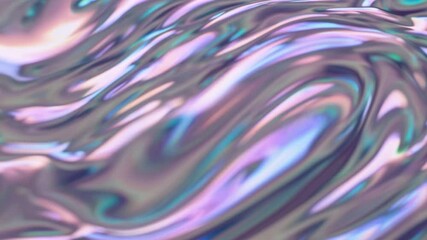 Fototapete - Smooth holographic iridescent texture features pearlescent metallic liquid surface slowly swirling, creating a mesmerizing visual effect suitable for various backgrounds
