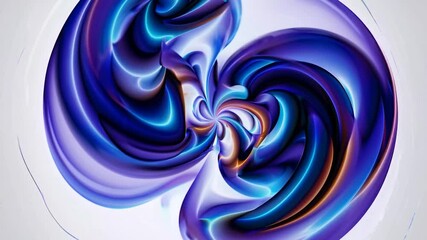 Poster - Vibrant, colorful abstract fluid forms morphing, swirling, and evolving with dynamic energy against pristine white background, creating mesmerizing visual movement