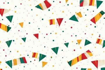 Poster - Festive seamless pattern featuring colorful confetti and streamers falling against a white background, creating a celebratory and joyful atmosphere