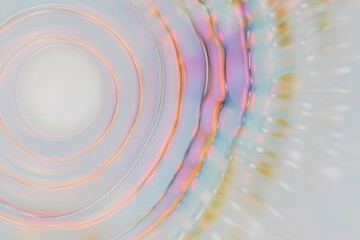 Fototapete - Smooth pastel-colored concentric circles subtly blend and ripple, creating a visually captivating abstract background with a soft, dreamy aesthetic