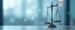 © Maryna - Close-up view legal scales balancing. Symbolizing justice fairness in law firm office. Conceptual image for legal profession, civil criminal justice, law enforcement.