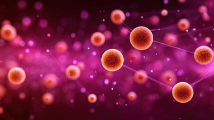 Fototapete - Glowing Pink Particles Merging Together in an Abstract Background