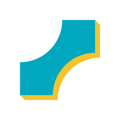 Wall Mural - Modern abstract shape icon. Bold geometric figure element with flat design. This minimalist symbol combines curves and shadows, ideal for contemporary graphic projects and y2k aesthetics.