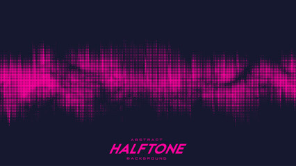 Poster - Abstract vector torn red halftone sound wave. Scrathed dotted texture element.