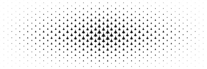 Poster - horizontal halftone of black fighter jet carrying missile spread from center on white.