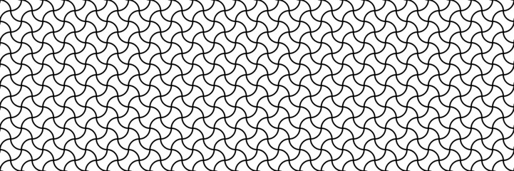 Poster - horizontal seamless black wavy geometric lines on white for pattern and background.