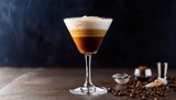ice cold irish coffee affogato combined with espresso martini and caramel accents in a stylish presentation