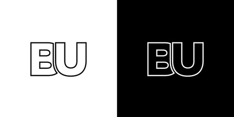 Aufkleber - Letter B and U, BU logo design template. Minimal monogram initial based logotype.