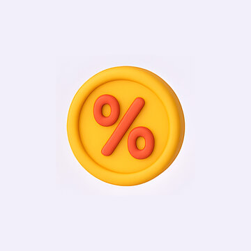 3D Percentage Discount Icon – Clay Promo Symbol