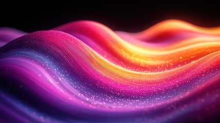 Fototapete - Abstract vibrant wavy lines with glowing particles