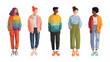 © Knot_Vain - Diverse group of young adults in casual attire Five individuals varied ethnicities and styles