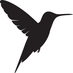 Wall Mural - A silhouette of a hummingbird in flight with its wings spread against a white background image design