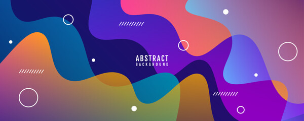 Poster - Colorful abstract background overlap layer on bright space with flowing waves decoration. Modern graphic design element cutout style concept for web banner, art, flyer, card or brochure cover