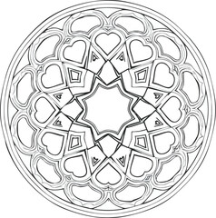 Poster - Intricate geometric pattern design featuring hearts and star shapes within a circular arrangement.