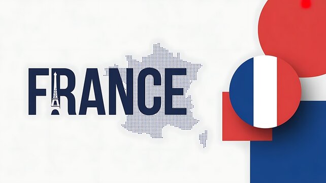 Happy Bastille Day banner lettering in French flag color. Vector illustration, created with generative ai
