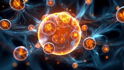 Poster - Glowing interconnected cells forming complex biological structures, highlighting the intricate network of life at a microscopic level, showcasing the beauty and complexity of biological systems