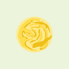 Poster - Illustration of a yellow cheese on a green background illustration. Illustration of the moon drawn roughly to resemble cheese. Design element of illustration about nightlife nature