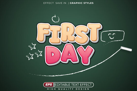 Editable 3d text effect first day for school poster design