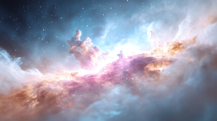 Poster - A stunning cosmic nebula filled with vibrant colors and intricate details, showcasing the beauty and mystery of the universe.