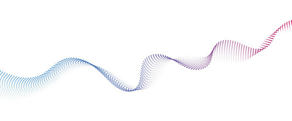 Aufkleber - Abstract flowing wave made of a halftone dot pattern. Dynamic data wave technology background with a halftone particle effect	
