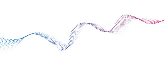 Aufkleber - Abstract flowing wave made of a halftone dot pattern. Dynamic data wave technology background with a halftone particle effect	
