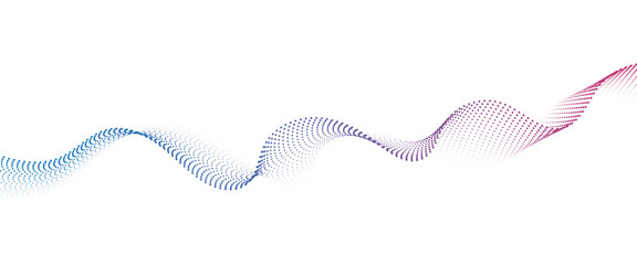 Aufkleber - Abstract flowing wave made of a halftone dot pattern. Dynamic data wave technology background with a halftone particle effect	
