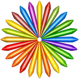 Colorful Flower Design Made of Crayons in a Circular Arrangement