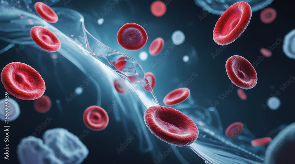 Red blood cells under a microscope: a magnified view of human blood ...