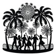 © Prasanta Saha - A lively Charleston party silhouette captures dancers in vintage attire, swinging arms and kicking legs, bringing the roaring 1920s jazz era to vibrant life in shadow form.