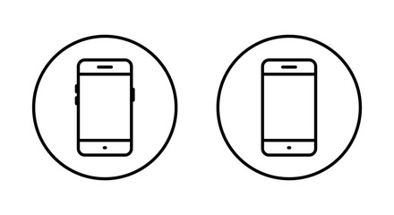 Fototapete - Mobile phone, cellphone icon on circle line. Smartphone, gadget outline sign symbol