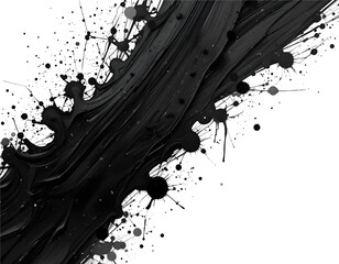 Poster - Dark swirls and splashes of gray paint create a dramatic, textured abstract art background for designs with a modern, artistic feel, transparent background