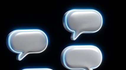 Poster - Glowing Speech Bubbles Symbolize Digital Communication and Cloud Collaboration Tools in Glowing Digital Space Cloud collaboration tools