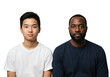 © Nina - Portrait of a Young Asian Male and an Adult Black Male Sitting Together Against a transparent background