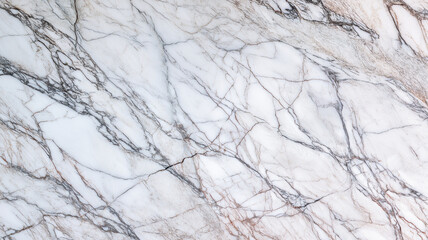 Poster - White marble surface with intricate gray and brown veining, showcasing natural and elegant texture. high resolution image highlights smooth and polished finish, ideal for design inspiration