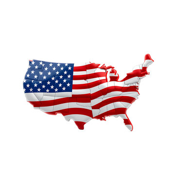 United States map artfully rendered with American flag colors offers a patriotic and modern visual, ideal for diverse applications.