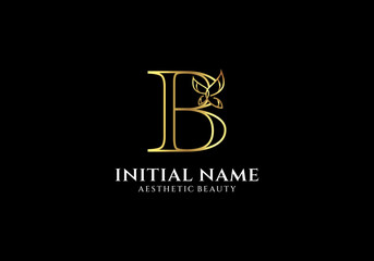 Poster - Initial B Letter Logo Design with Butterfly/Leaf Element	