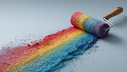 Poster - Rainbow Paint Roller: A Burst of Color