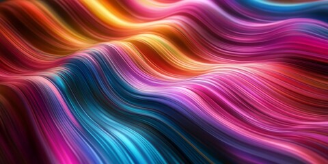 Leinwandbilder - Macro shot of wavy, distorted stripes with vibrant colors and fluid motion, perfect for creative, abstract designs.