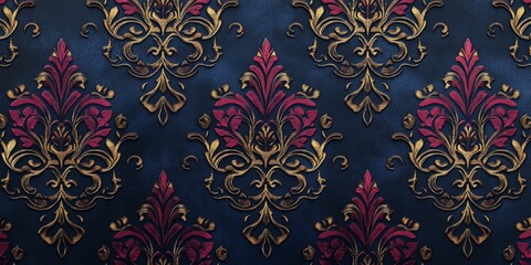 Leinwandbilder - ornate damask patterns with rich textures and deep colors, perfect for timeless, elegant designs.