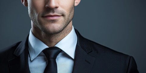 Poster - Crisp business headshot of a professional in formal attire, with a clean background and soft lighting to capture trustworthiness.