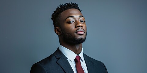 Poster - Studio portrait of a business professional in formal wear, with a clear background and controlled lighting for a polished appearance.