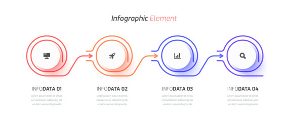 Fototapete - Timeline Infographic Template Design with Circle, Thin Line, 4 Options Can be Used for Presentation