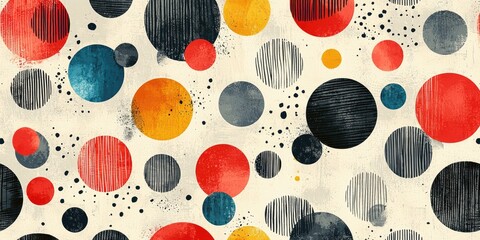 Leinwandbilder - An abstract visual featuring hand-drawn geometric patterns exhibiting a hand-crafted quality, blending whimsical and precise shapes with subtle variations in color and te