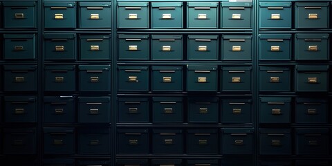 Leinwandbilder - High-resolution shot of an organized filing system with sharp details and soft lighting, perfect for professional office settings.
