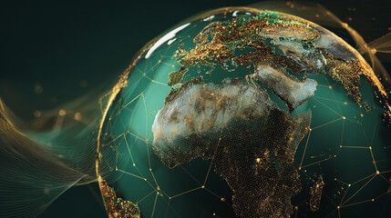 Wall Mural - background network points earth's surface wave background abstract digital wave background informati