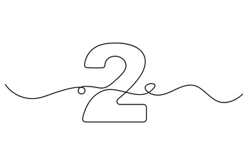Poster - Number 2 in continuous line drawing style. editable One line drawing of number 2 icon. Vector illustration
