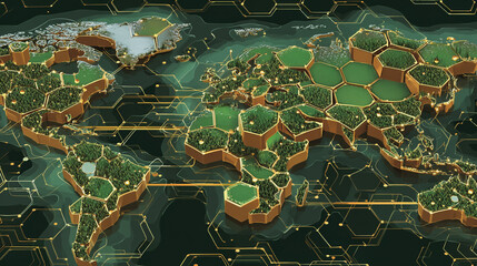 Wall Mural - background network points earth's surface wave background abstract digital wave background informati